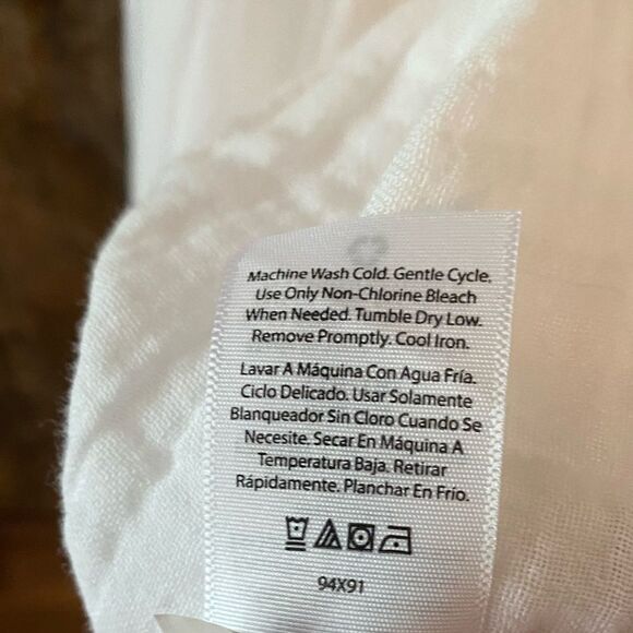 T&T Sz XL Flowy Cotton Bright White Boho Beach Skinny Tie Cotton Layered Dress - Picture 6 of 9